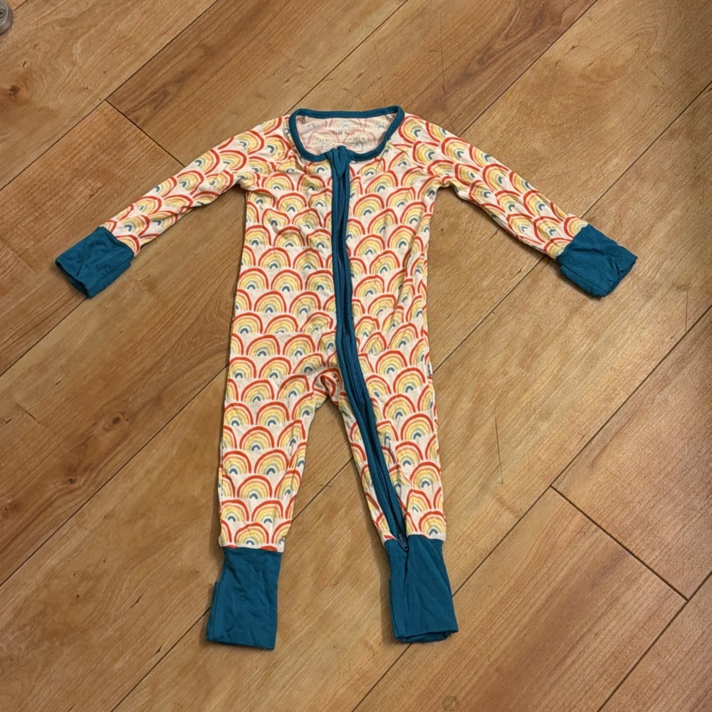 Little Sleepies Baby Girls/boys 0-3 Months Rainbow Footed Sleeper Pajamas EUC